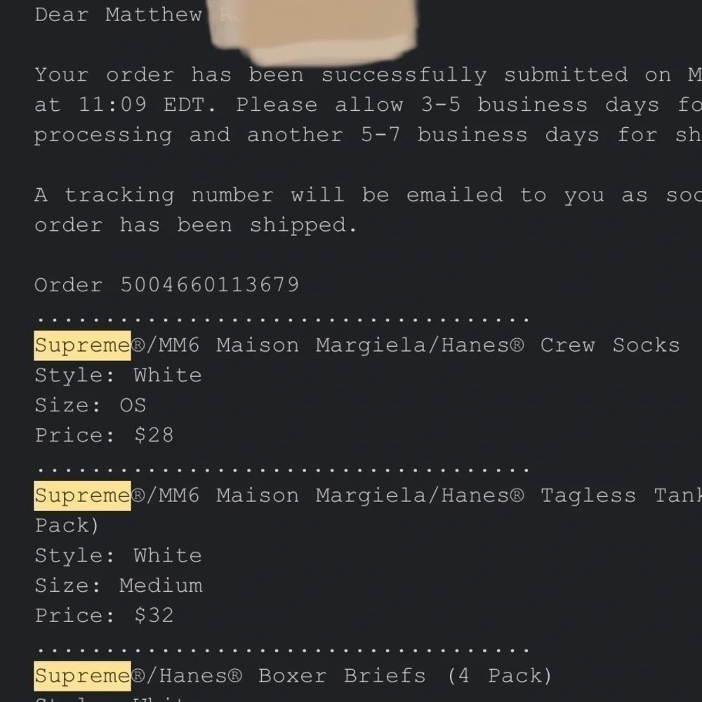 Supreme Maison Margiela MM6 Hanes Crew Socks